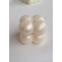 Lumanare bubble alb super lucios, marturie nunta / botez