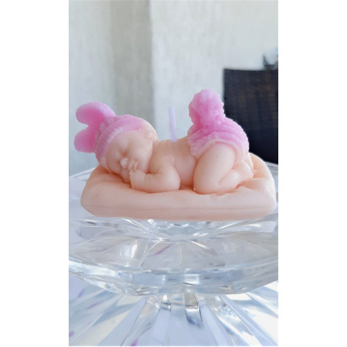 Marturii botez fetite bebe roz pe perna, lumanari ceara soia Marturii botez fetite bebe roz pe perna, lumanari ceara soia