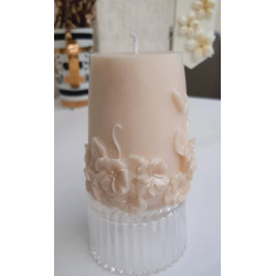 Lumanare de lux sidefata - decorata cu flori, ceara soia