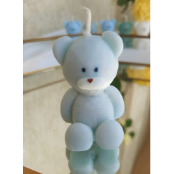 Lumanare marturie ursulet bleu deschis pentru botez baieti, ceara soia Lumanare marturie ursulet bleu deschis pentru botez baieti, ceara soia