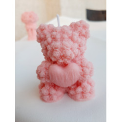 Lumanare marturie botez ursulet mare cu trandafiri din ceara soia Lumanare marturie botez ursulet mare cu trandafiri din ceara soia